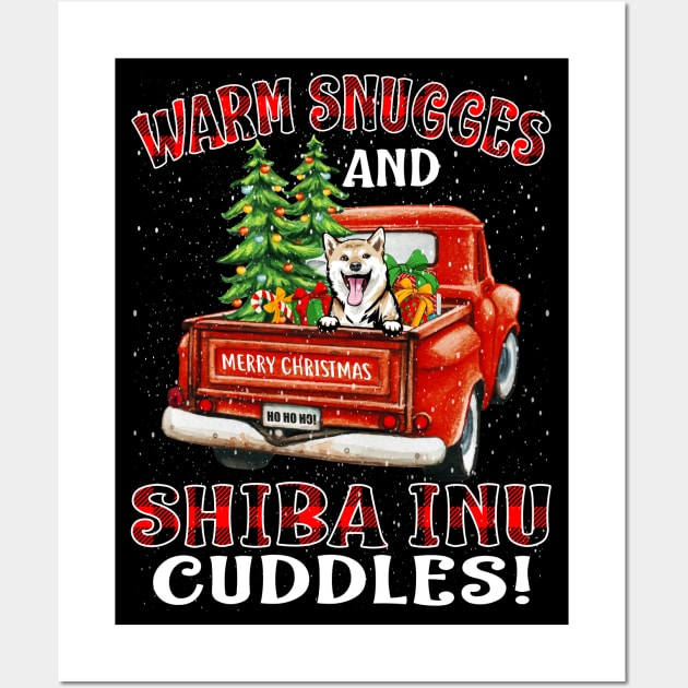 Warm Snuggles And Shiba Inu Cuddles Truck Tree Christmas Gift Wall Art by intelus